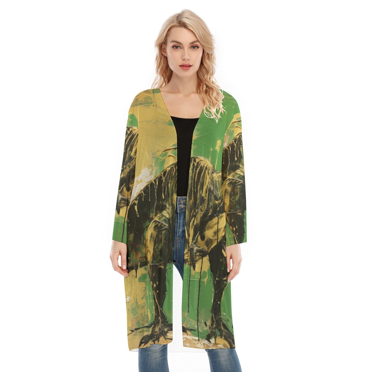 All- Over Print Women's Long Sleeve Mesh Cardigan