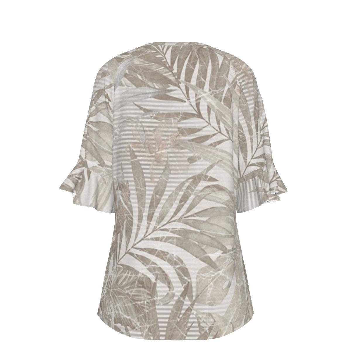 All-Over Print V-neck Women's T-shirt With Bell Sleeve