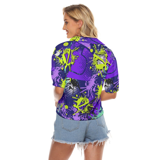 All-Over Print Women's V-neck Shirts