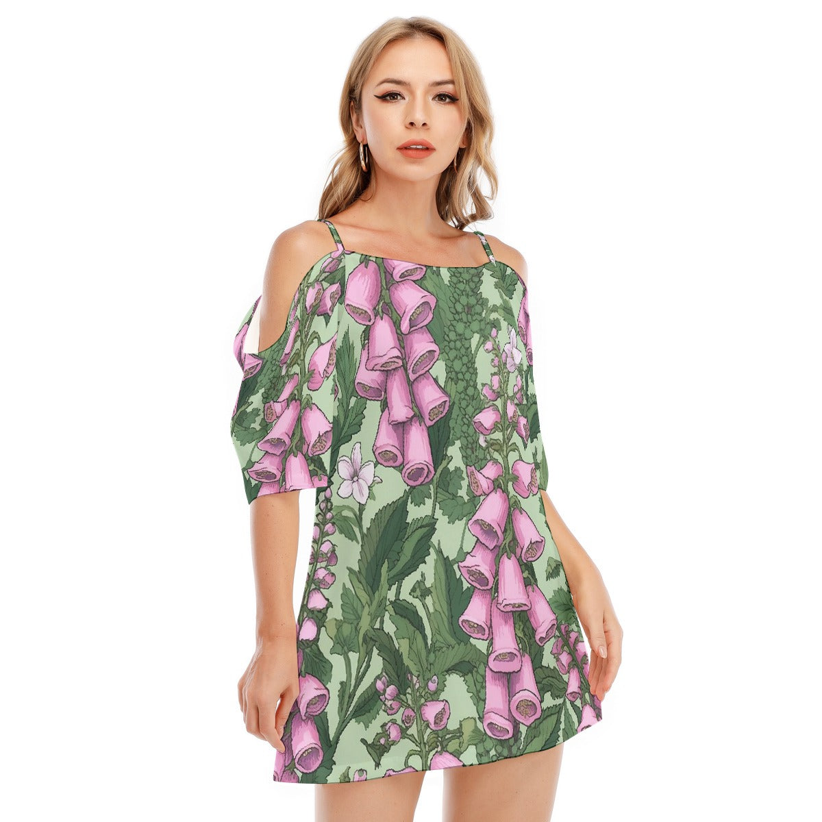 All-Over Print Women's Off-shoulder Cami Dress