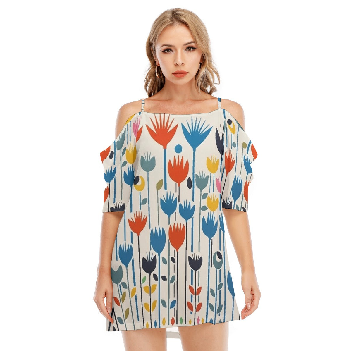 All-Over Print Women's Off-shoulder Cami Dress