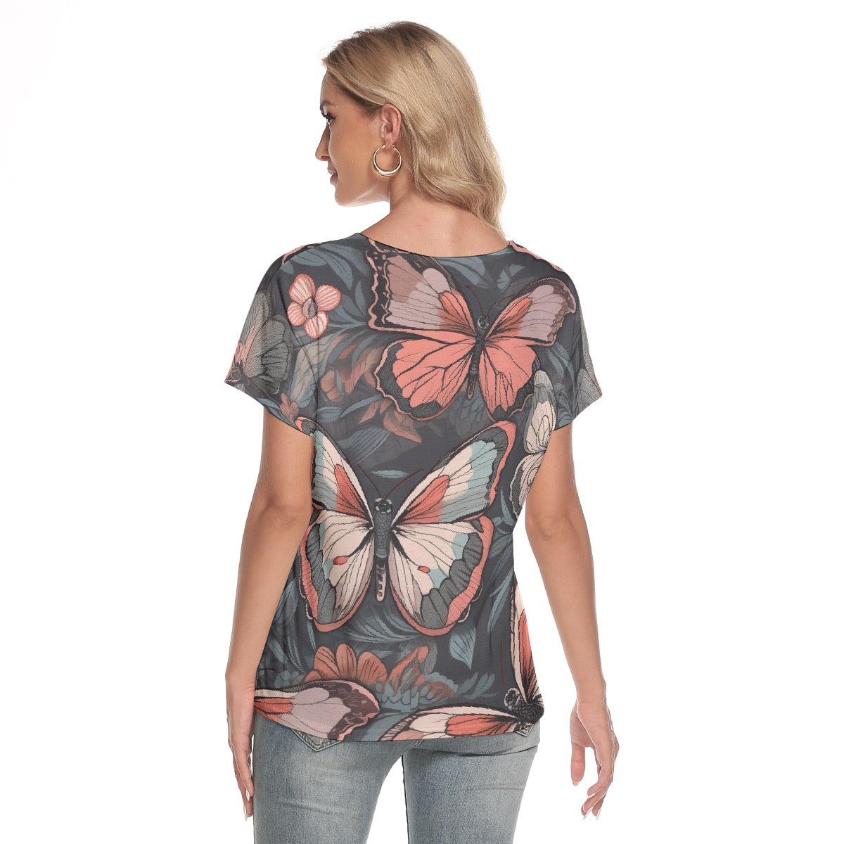 All-Over Print Women's Loose V-neck Short Sleeve T-shirt