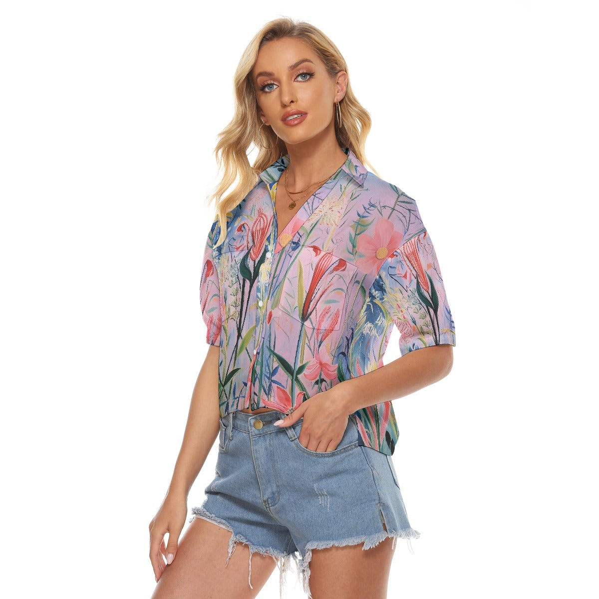 All-Over Print Women's V-neck Shirts