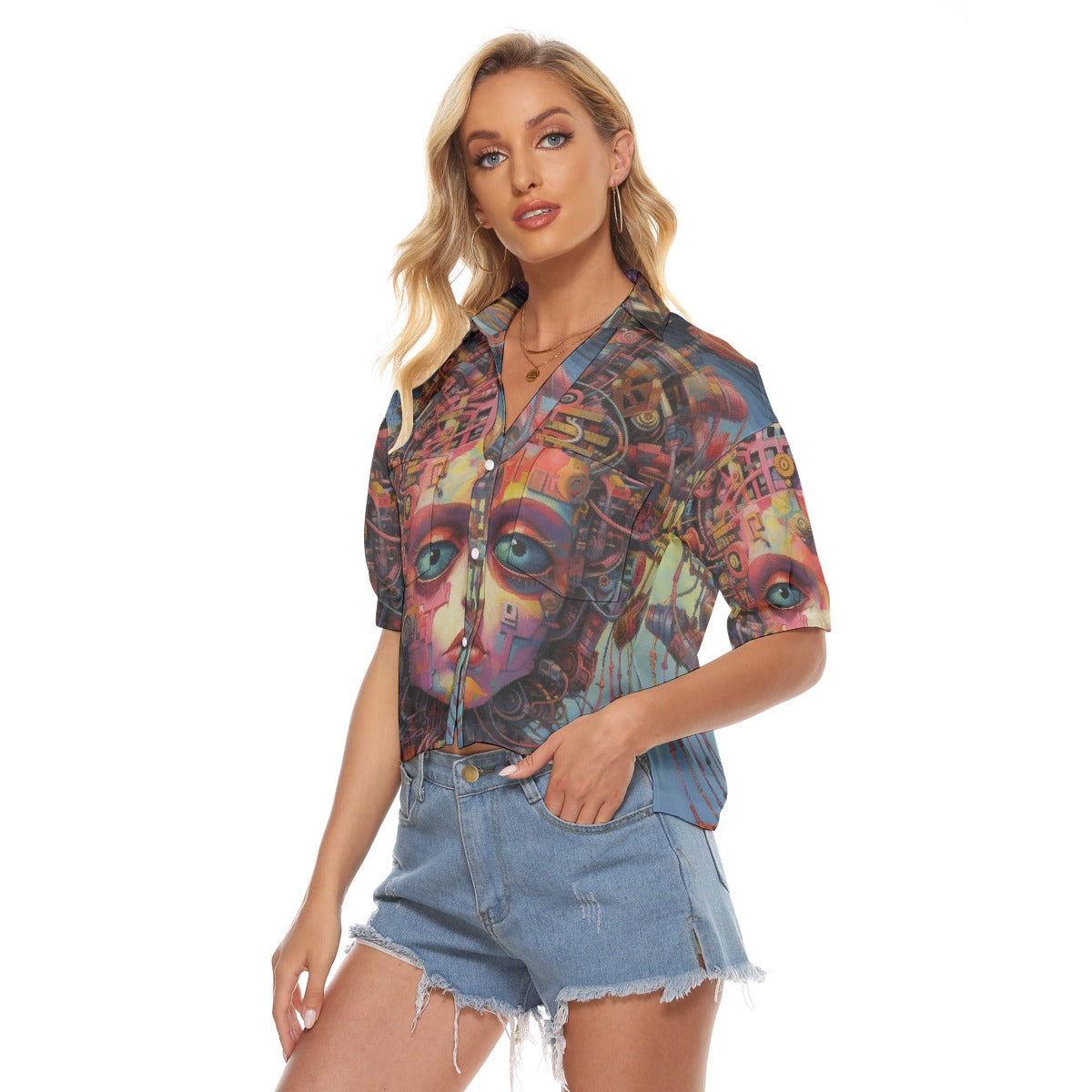 All-Over Print Women's V-neck Shirts