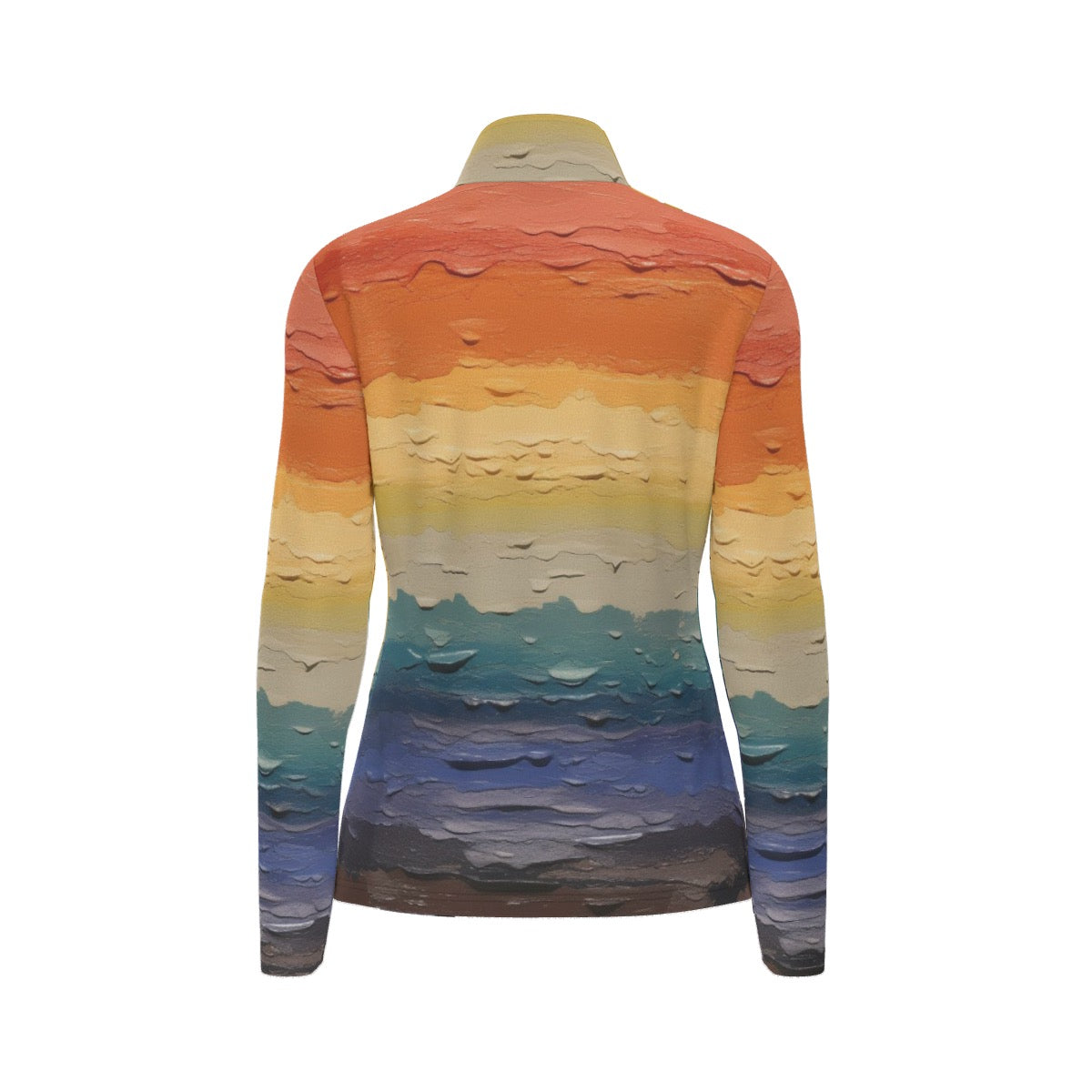 All-Over Print Women's Sports Collar Jersey With Long Sleeve