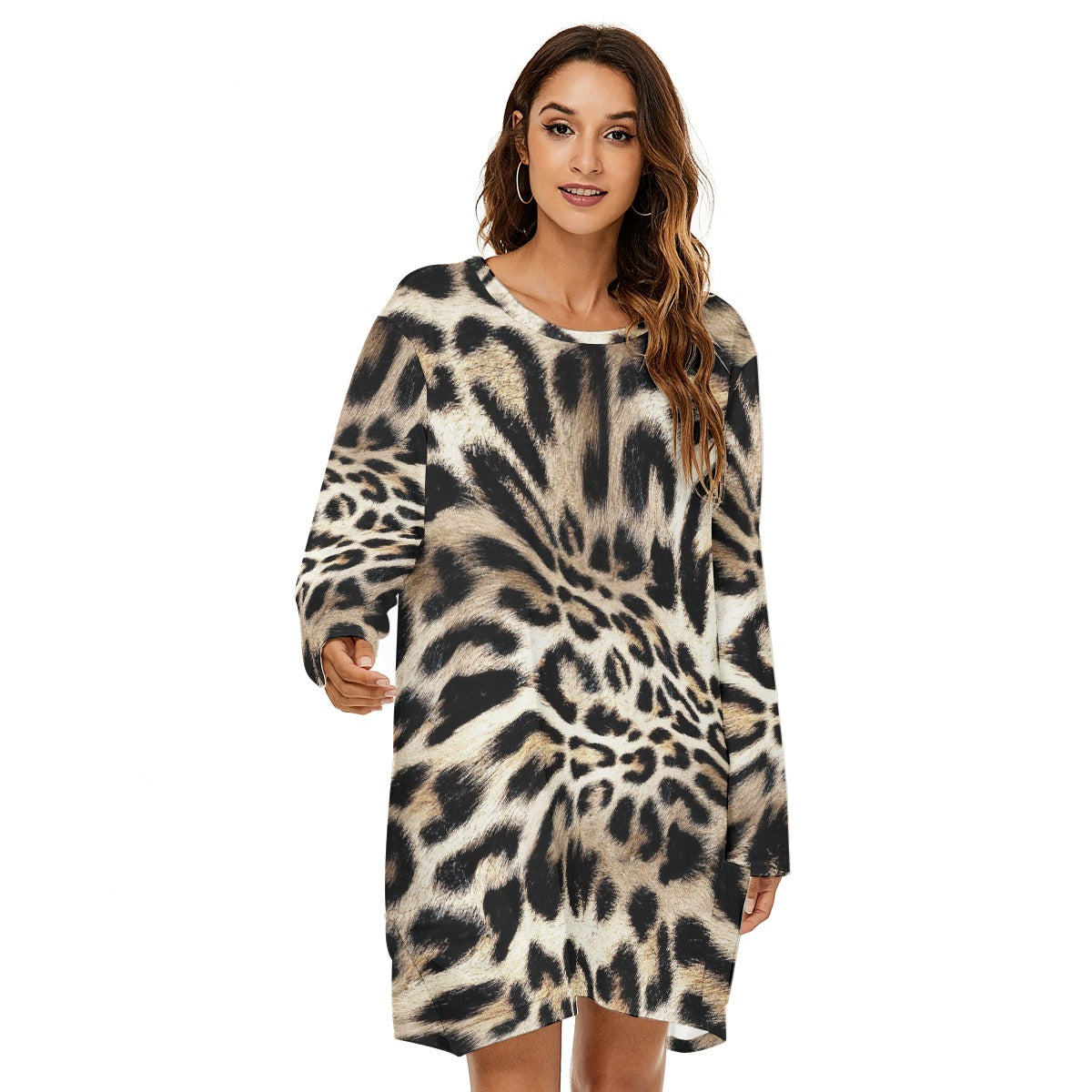 All-Over Print  Women's Loose Crew Neck Dress