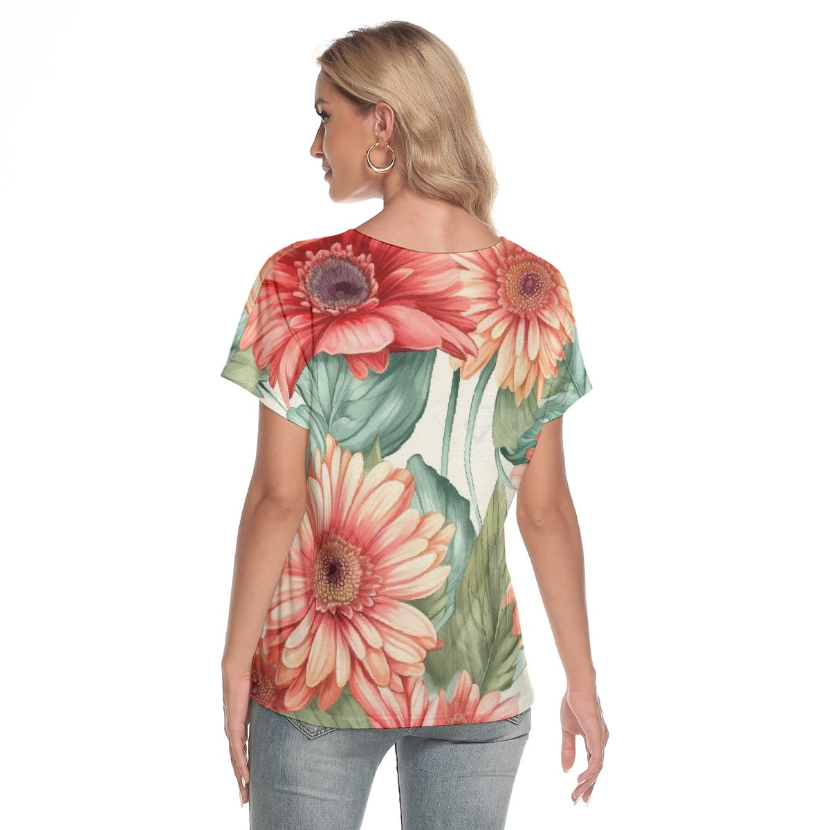 All-Over Print Women's Loose V-neck Short Sleeve T-shirt