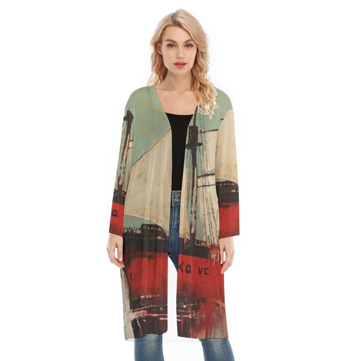 All- Over Print Women's Long Sleeve Mesh Cardigan