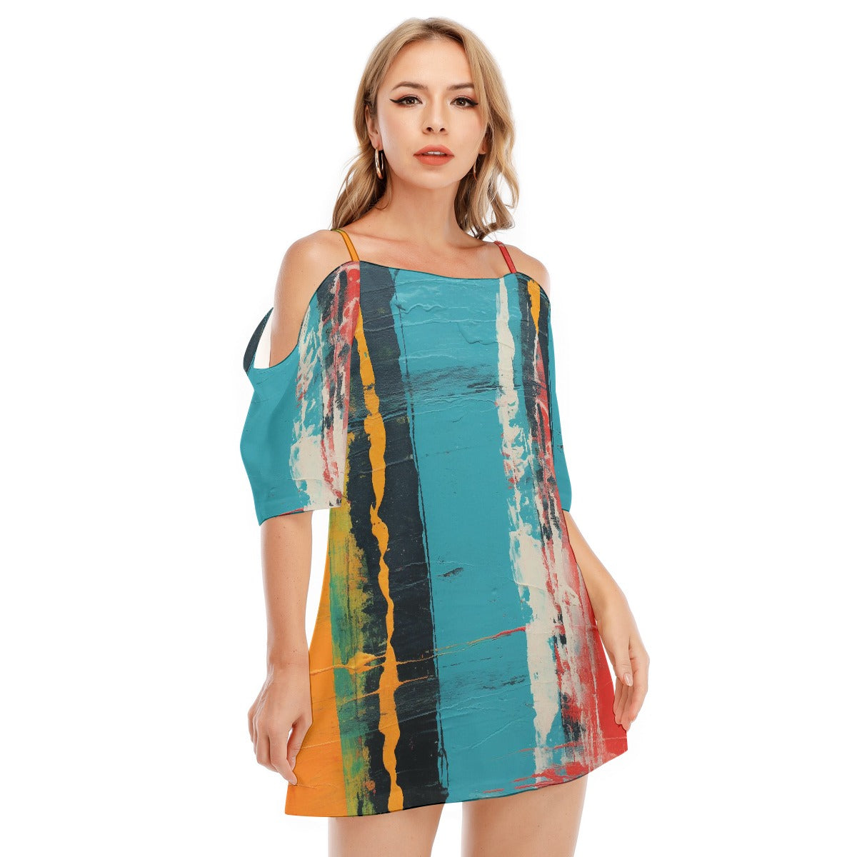 All-Over Print Women's Off-shoulder Cami Dress