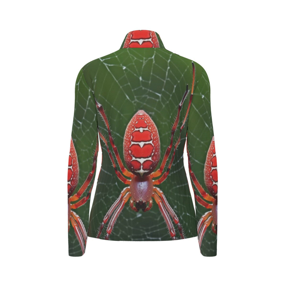 All-Over Print Women's Sports Collar Jersey With Long Sleeve