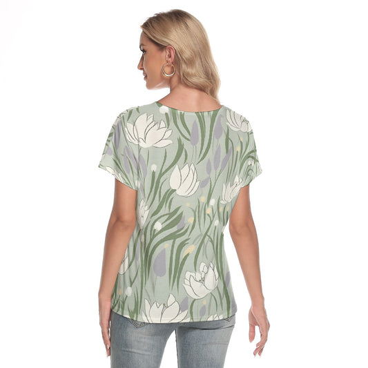 All-Over Print Women's Loose V-neck Short Sleeve T-shirt