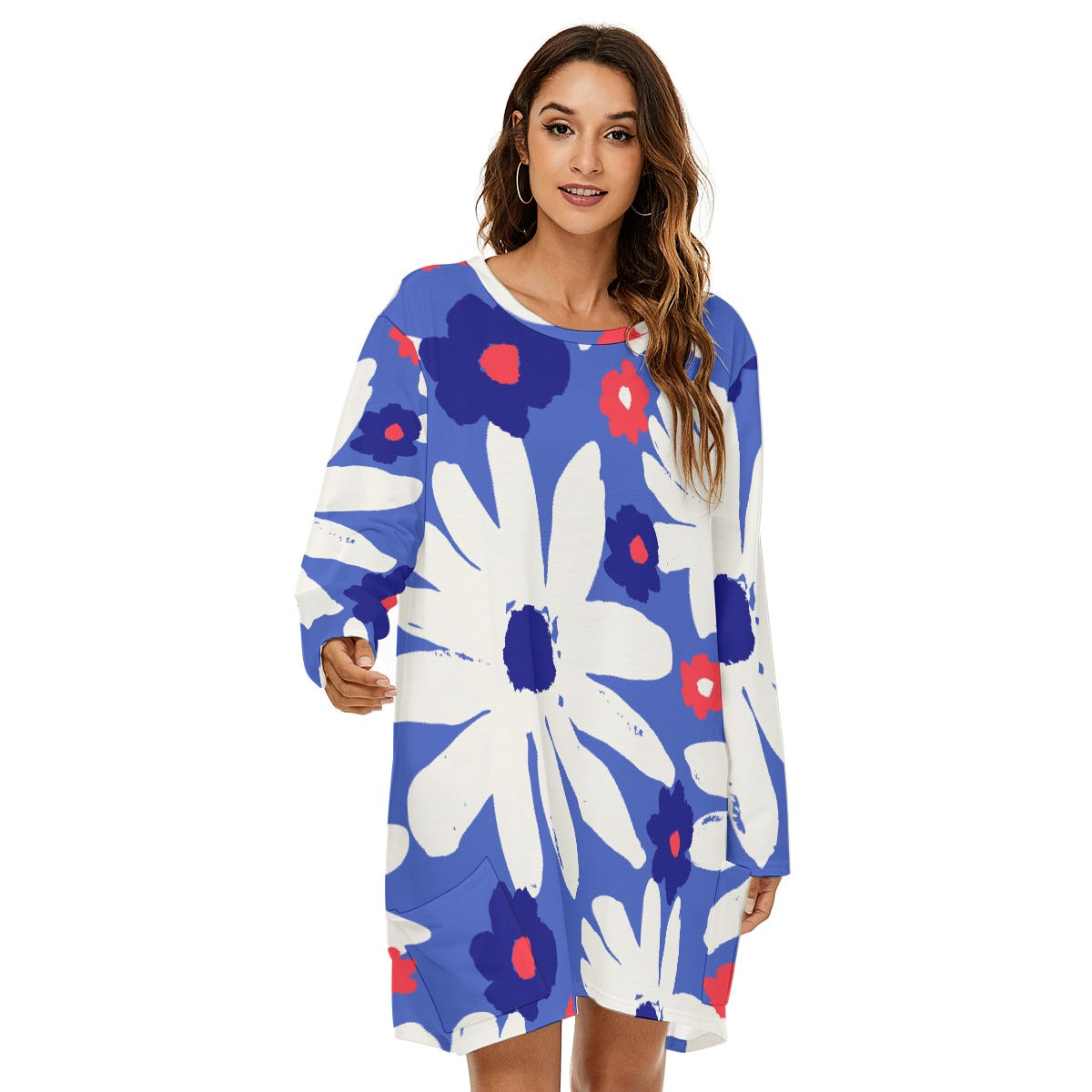 All-Over Print  Women's Loose Crew Neck Dress