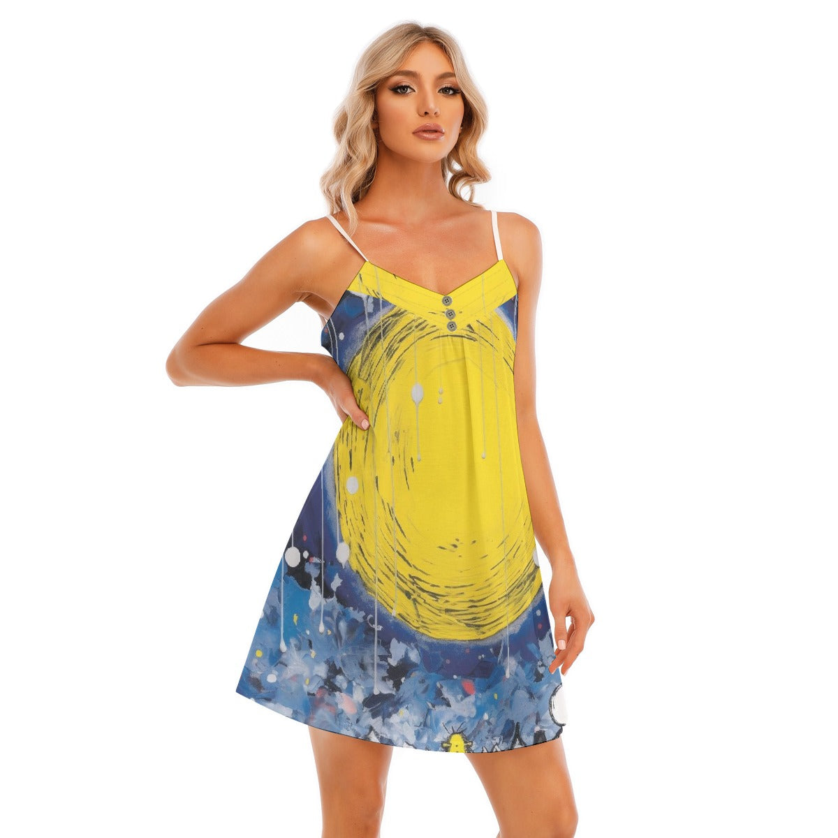 All-Over Print Women's V-neck Cami Dress