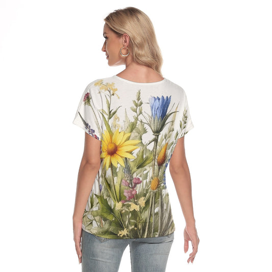 All-Over Print Women's Loose V-neck Short Sleeve T-shirt