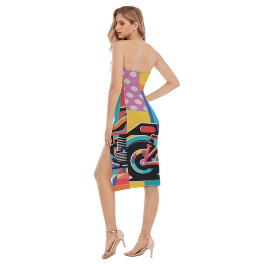 All-Over Print Women's Side Split Tube Top Dress