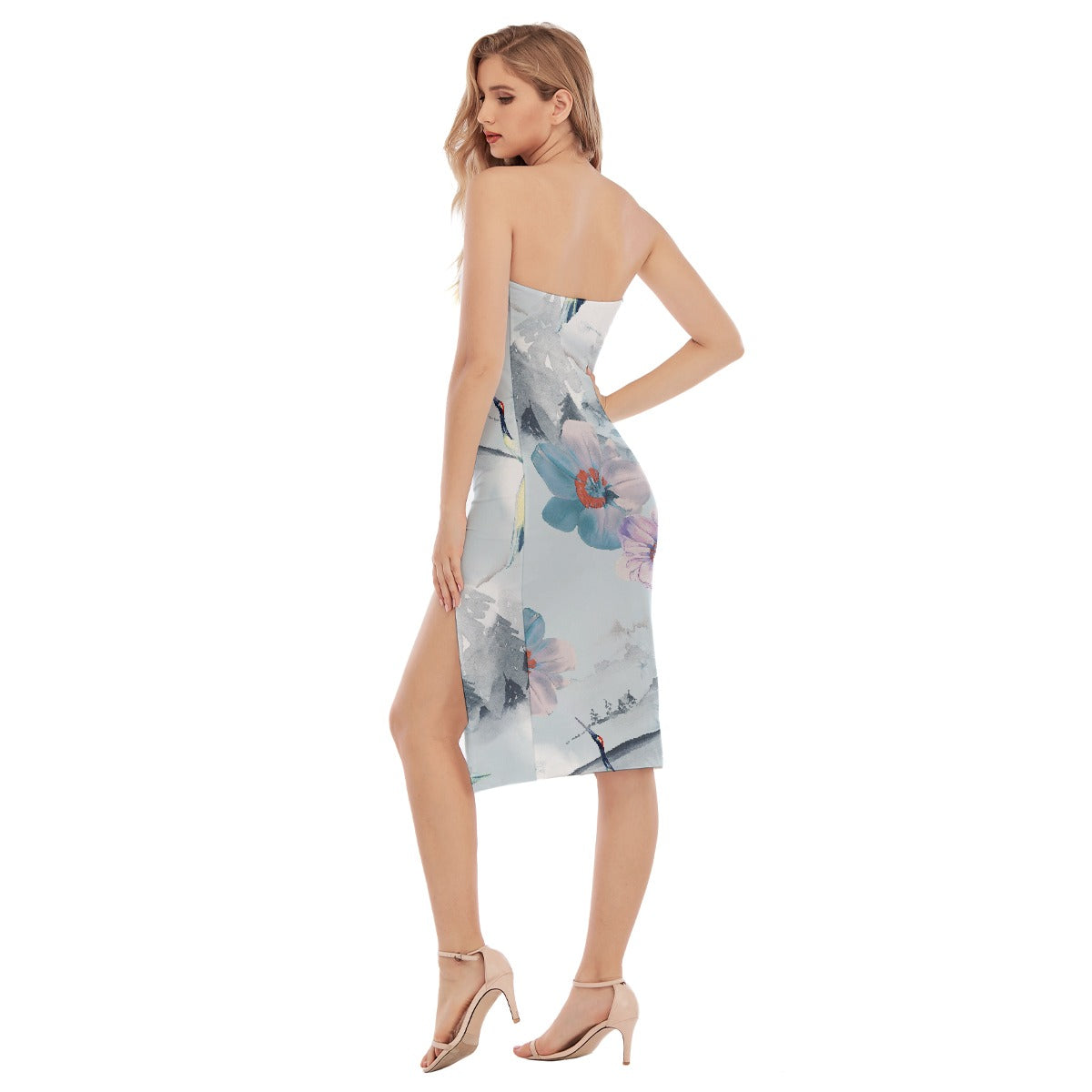 All-Over Print Women's Side Split Tube Top Dress