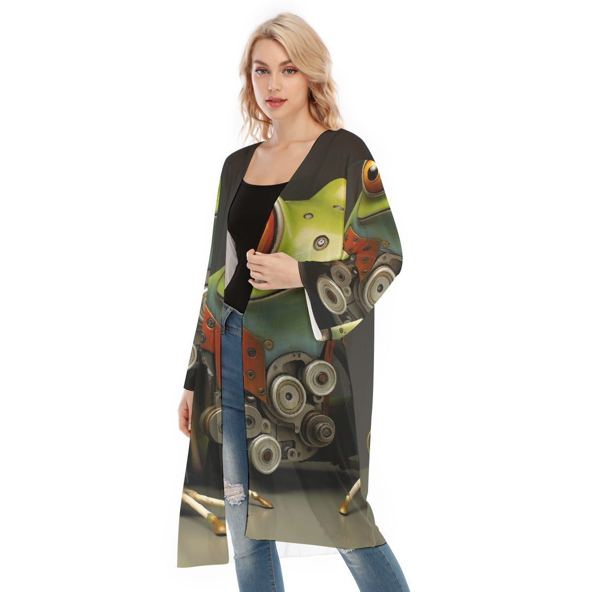 All- Over Print Women's Long Sleeve Mesh Cardigan