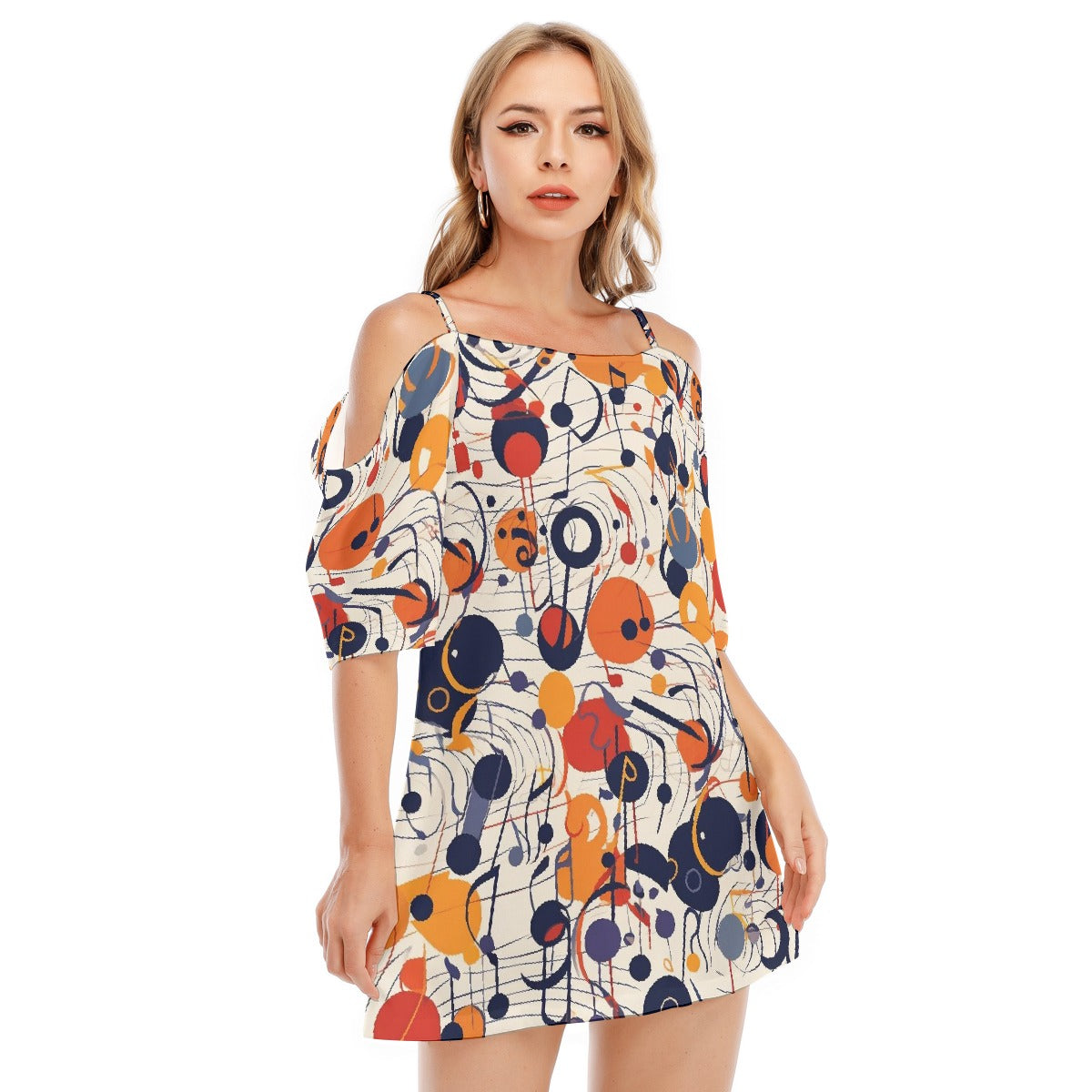 All-Over Print Women's Off-shoulder Cami Dress