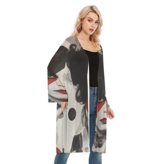 All- Over Print Women's Long Sleeve Mesh Cardigan