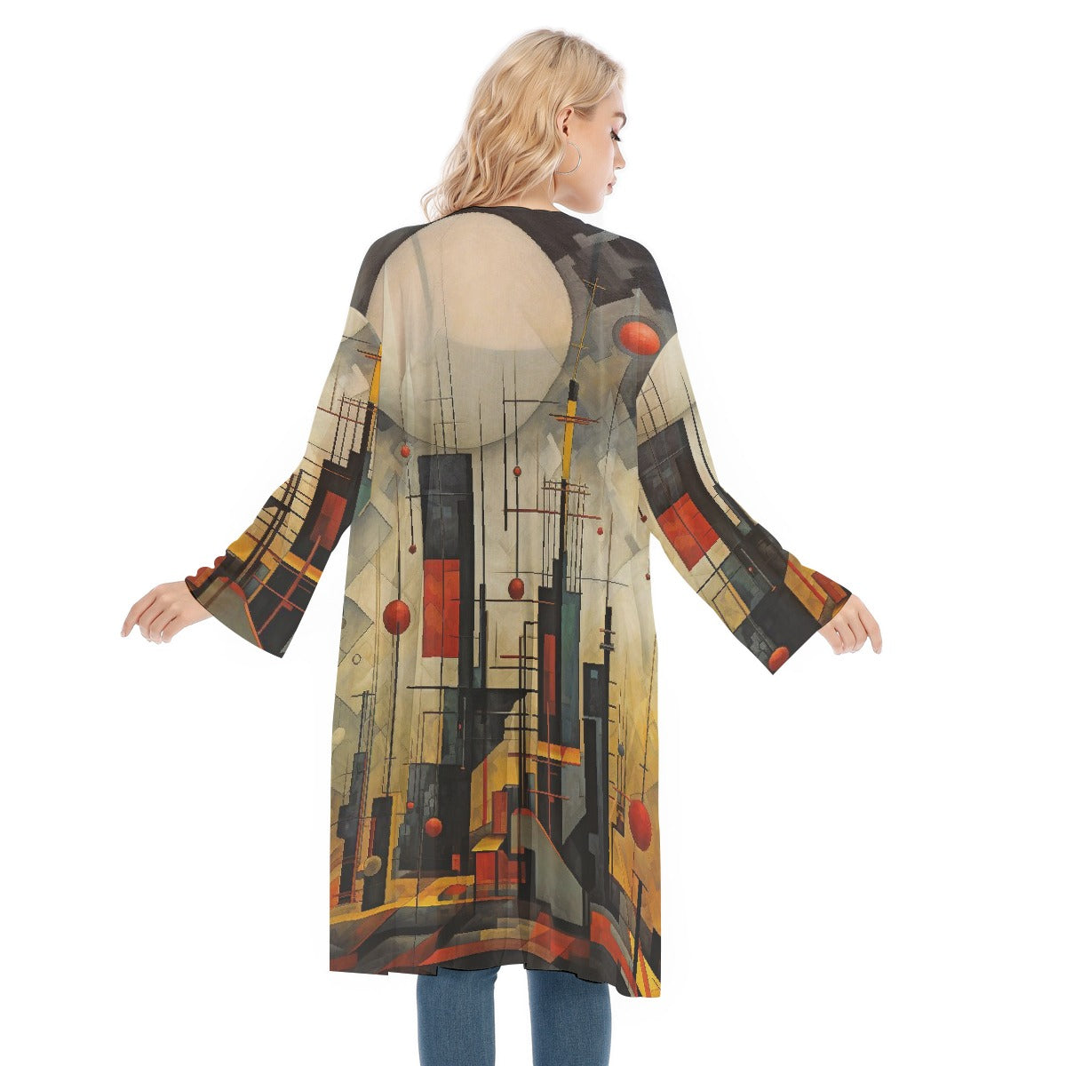 All- Over Print Women's Long Sleeve Mesh Cardigan