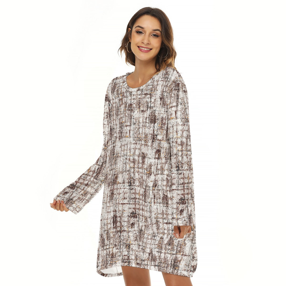 All-Over Print  Women's Loose Crew Neck Dress