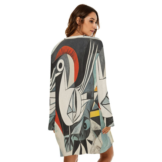 All-Over Print  Women's Loose Crew Neck Dress