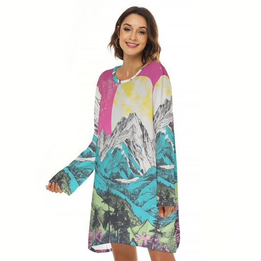 All-Over Print  Women's Loose Crew Neck Dress