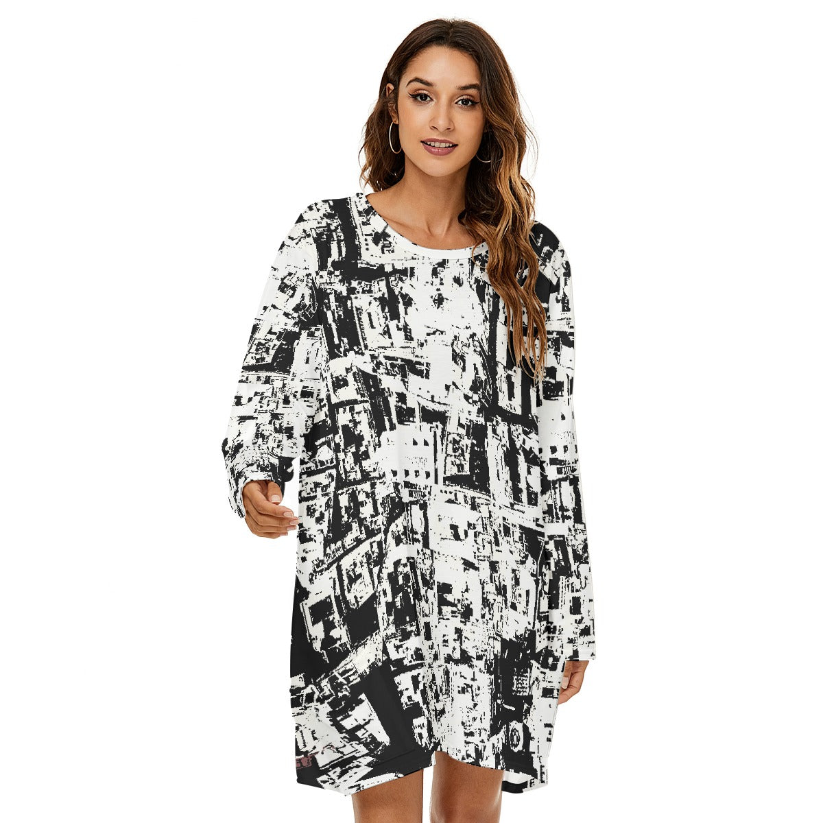 All-Over Print  Women's Loose Crew Neck Dress