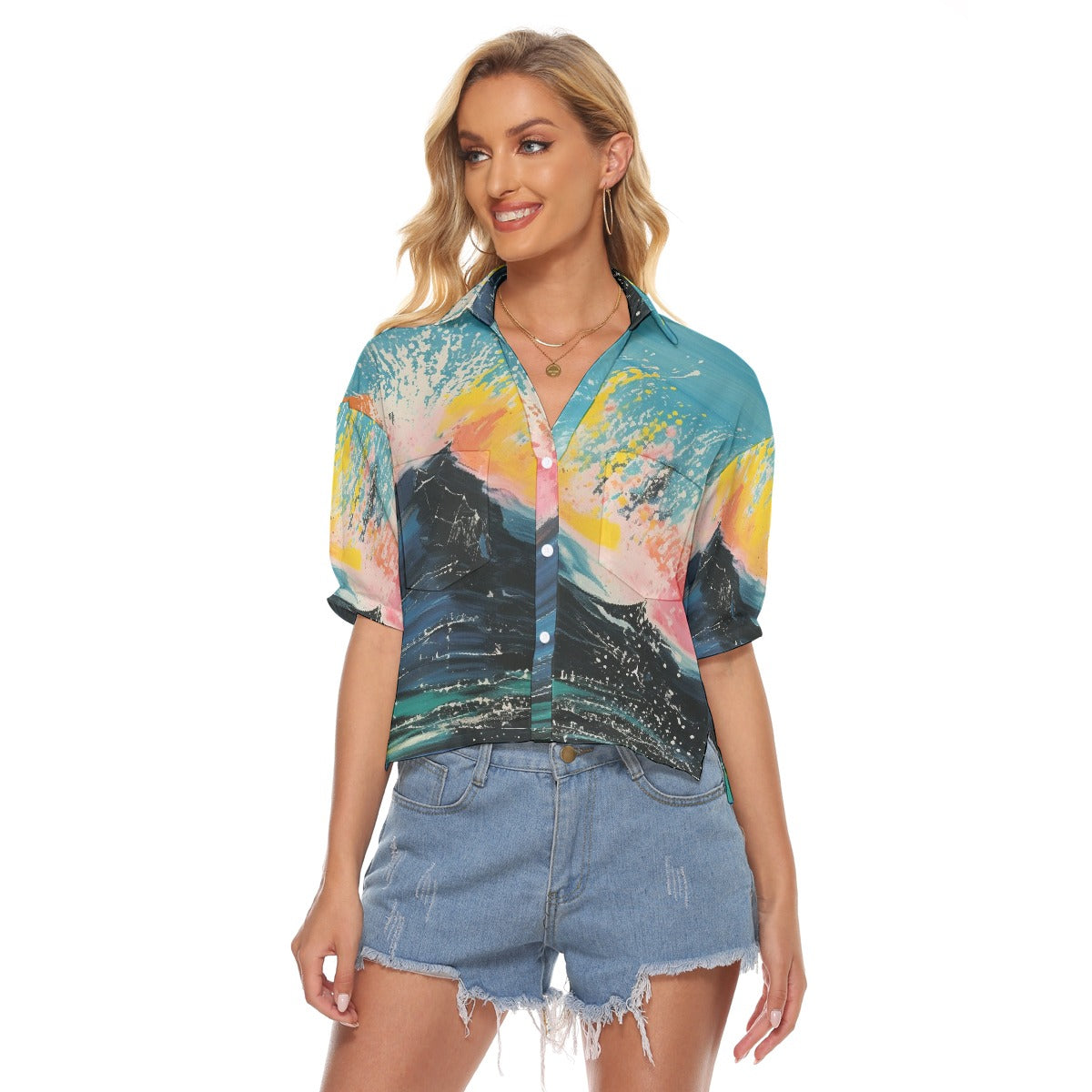 All-Over Print Women's V-neck Shirts