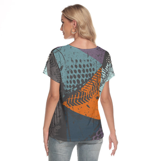 All-Over Print Women's Loose V-neck Short Sleeve T-shirt