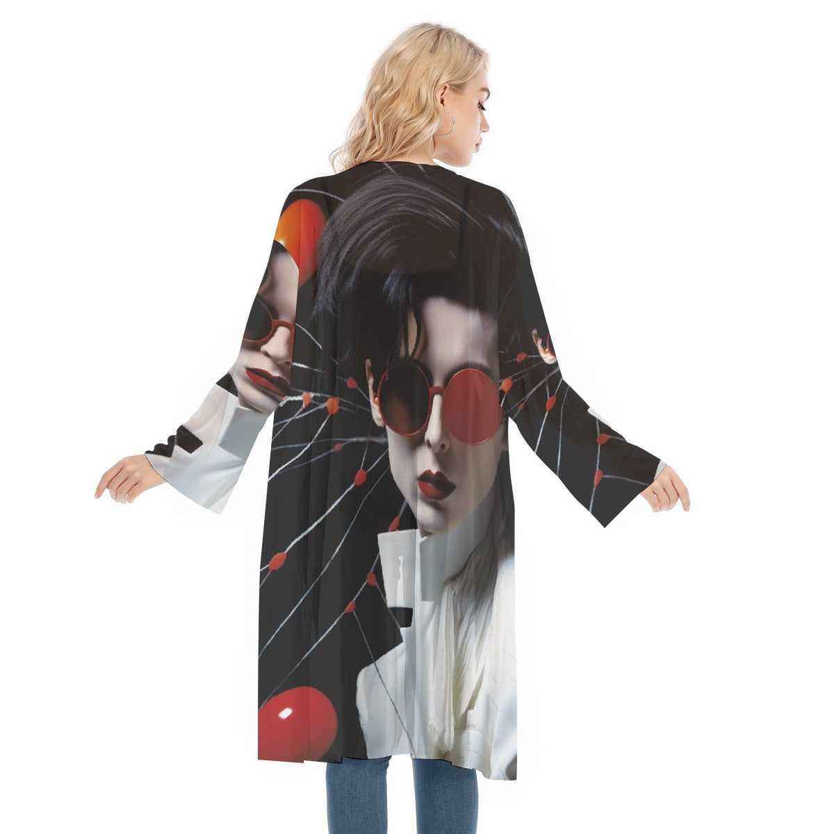 All- Over Print Women's Long Sleeve Mesh Cardigan