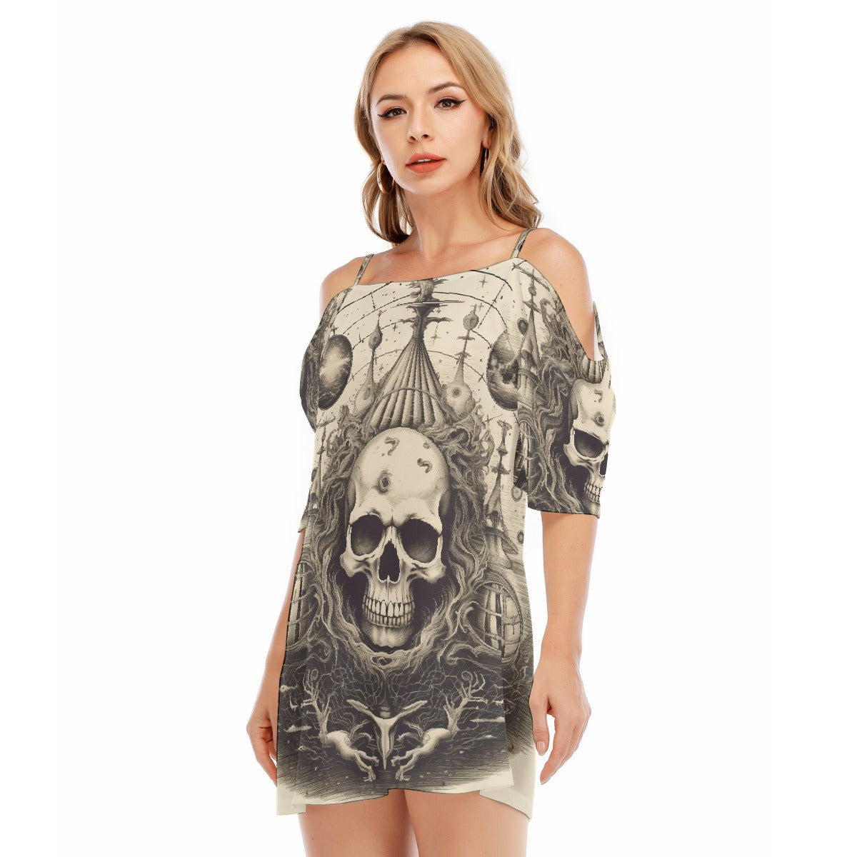 All-Over Print Women's Off-shoulder Cami Dress