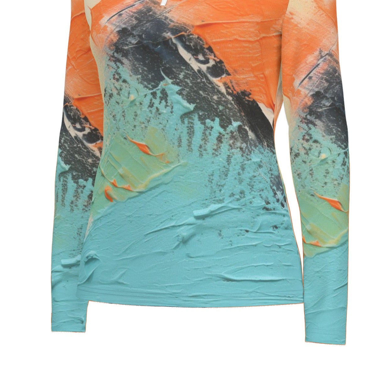 All-Over Print Women's Sports Collar Jersey With Long Sleeve