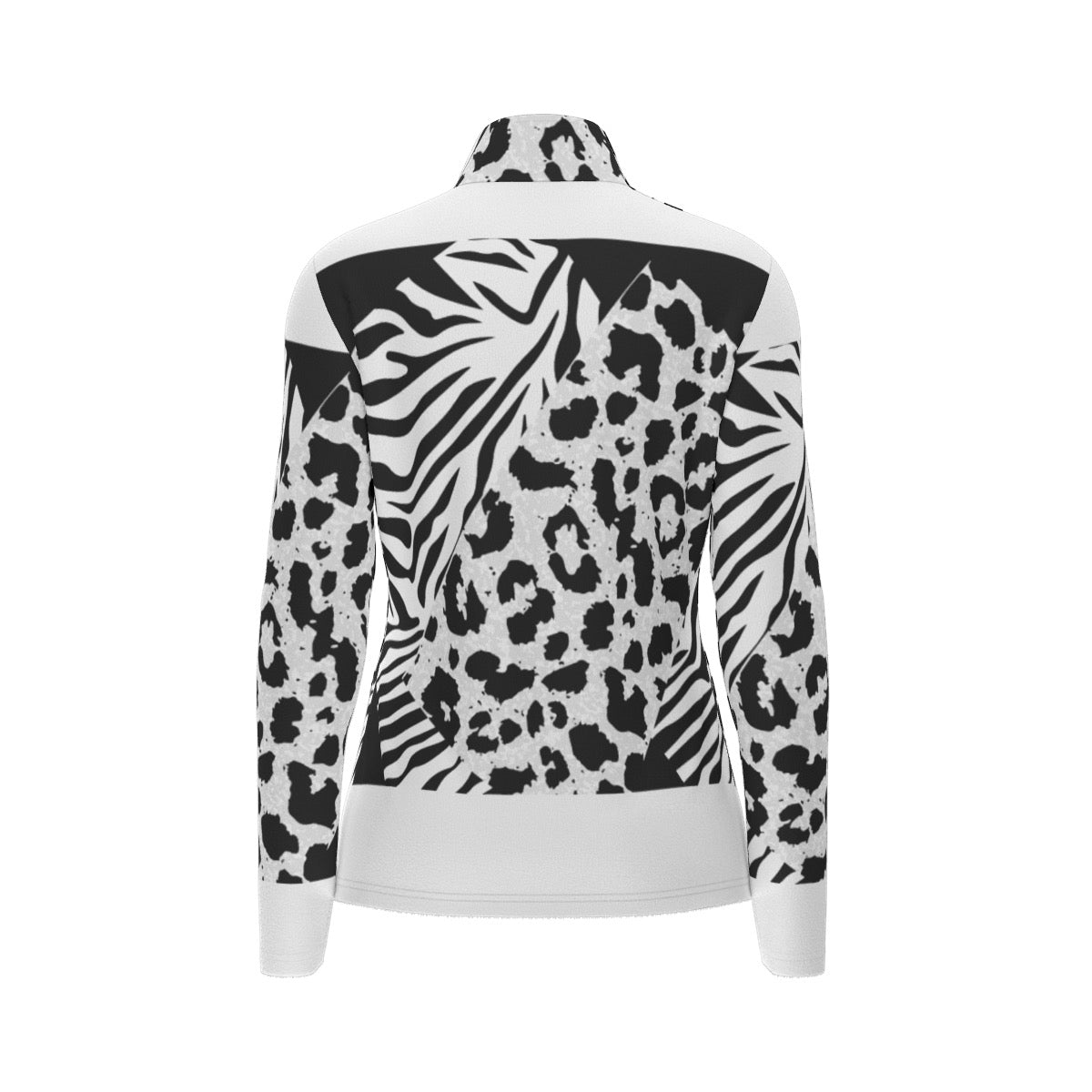 All-Over Print Women's Sports Collar Jersey With Long Sleeve