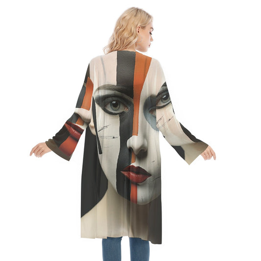 All- Over Print Women's Long Sleeve Mesh Cardigan