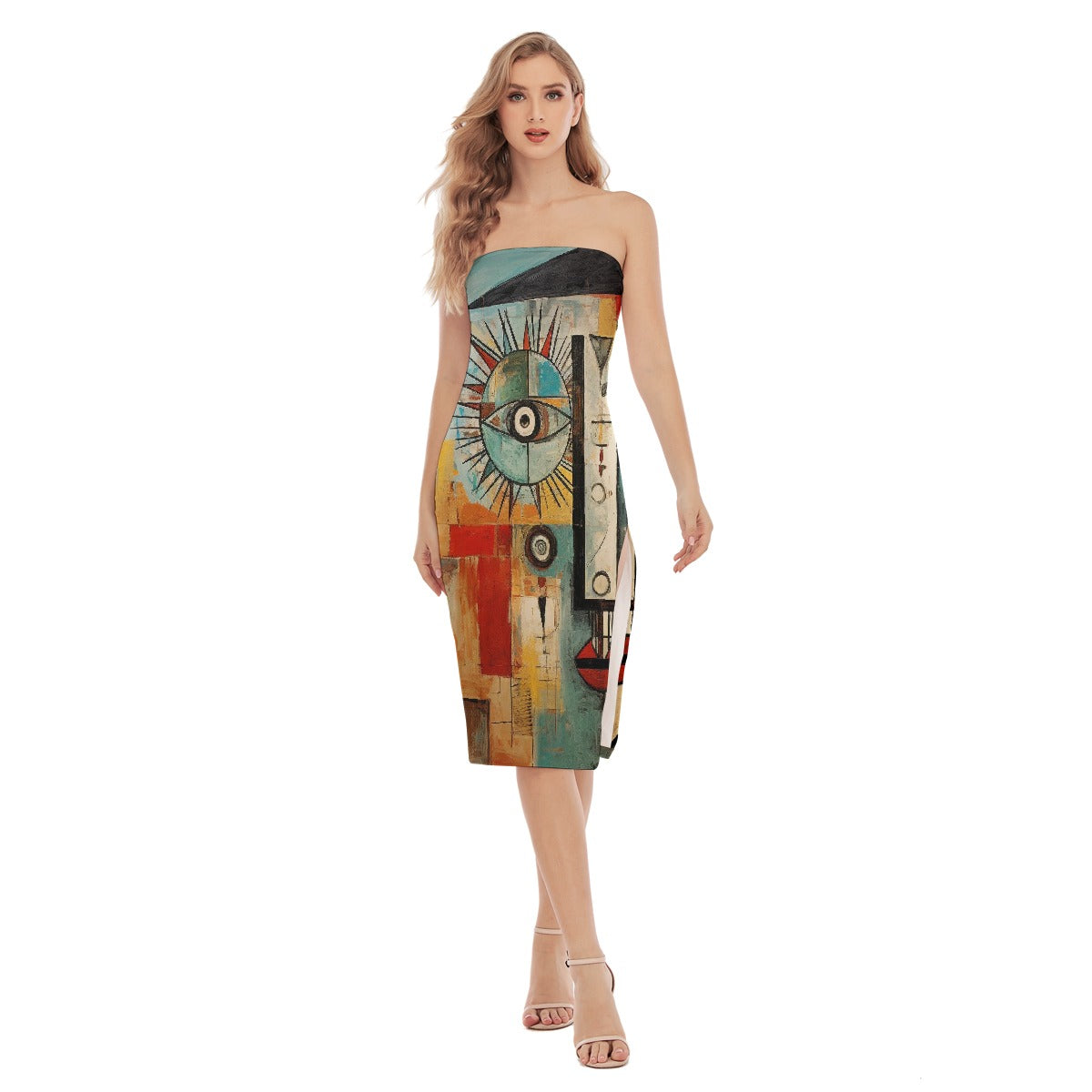 All-Over Print Women's Side Split Tube Top Dress