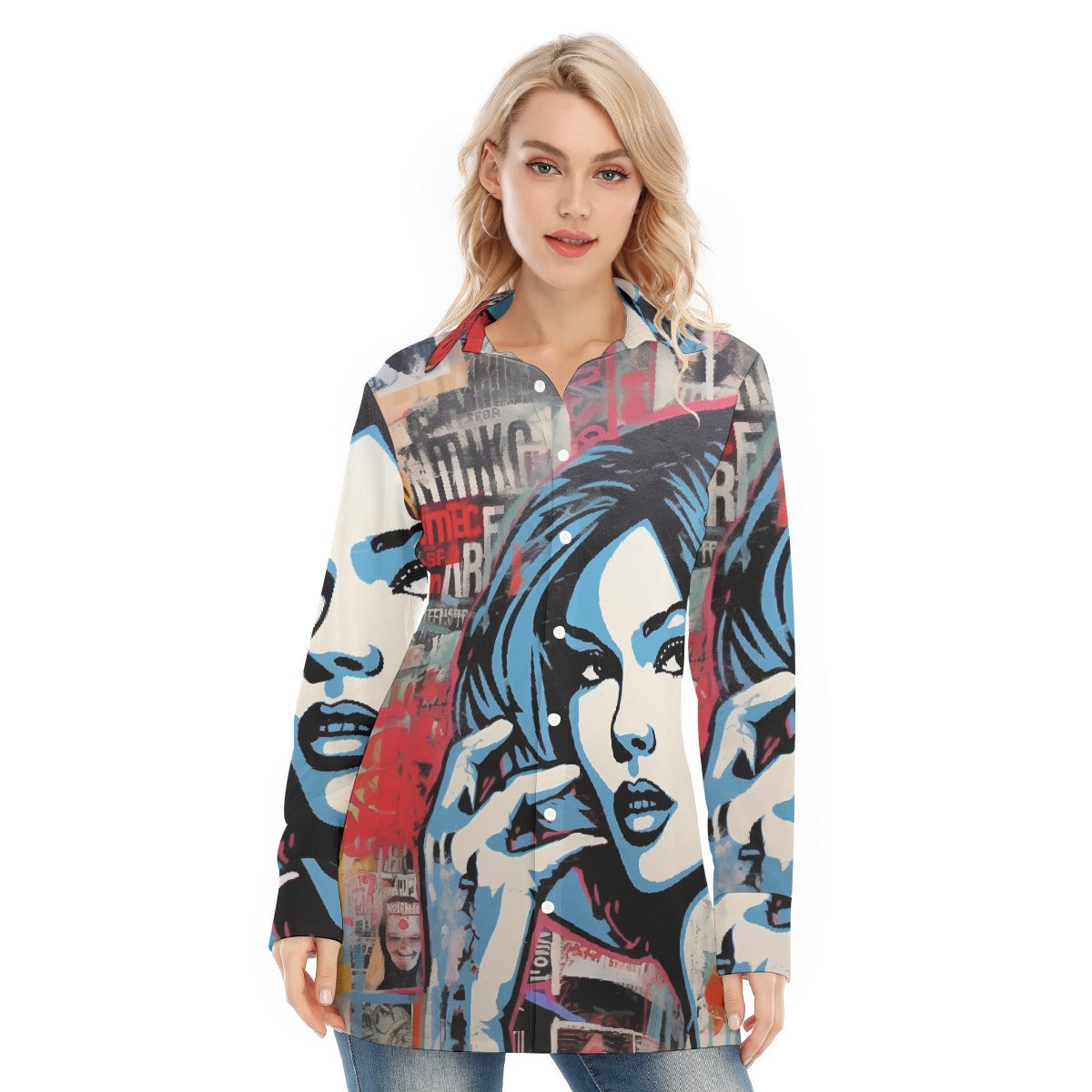 All-Over Print Women's Long Shirt