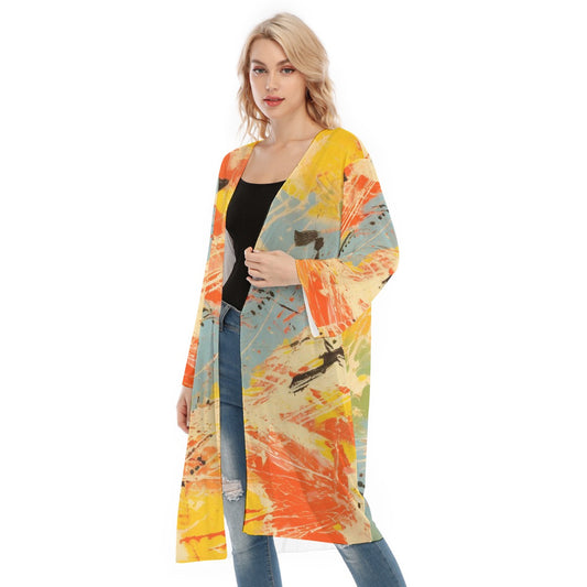 All- Over Print Women's Long Sleeve Mesh Cardigan