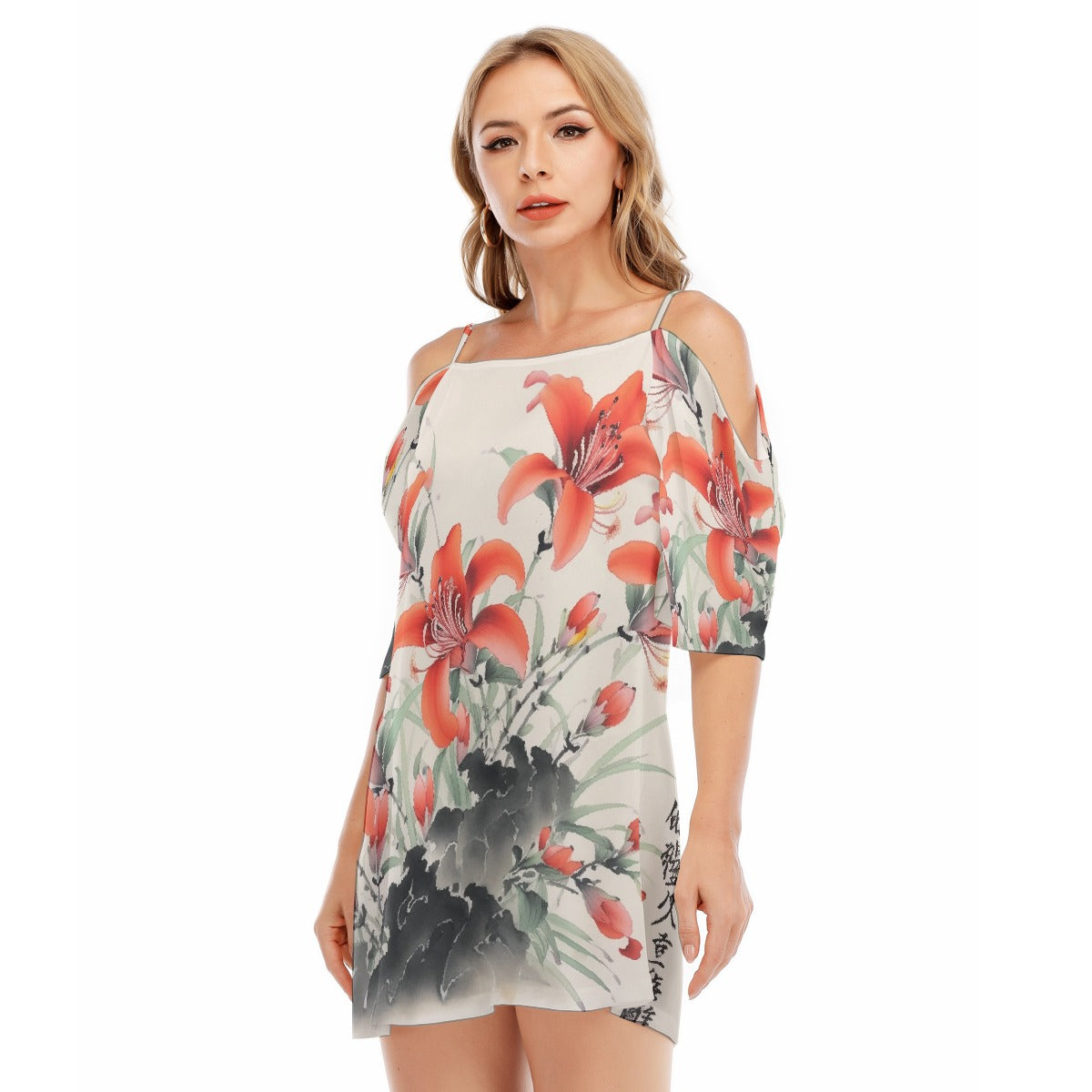 All-Over Print Women's Off-shoulder Cami Dress