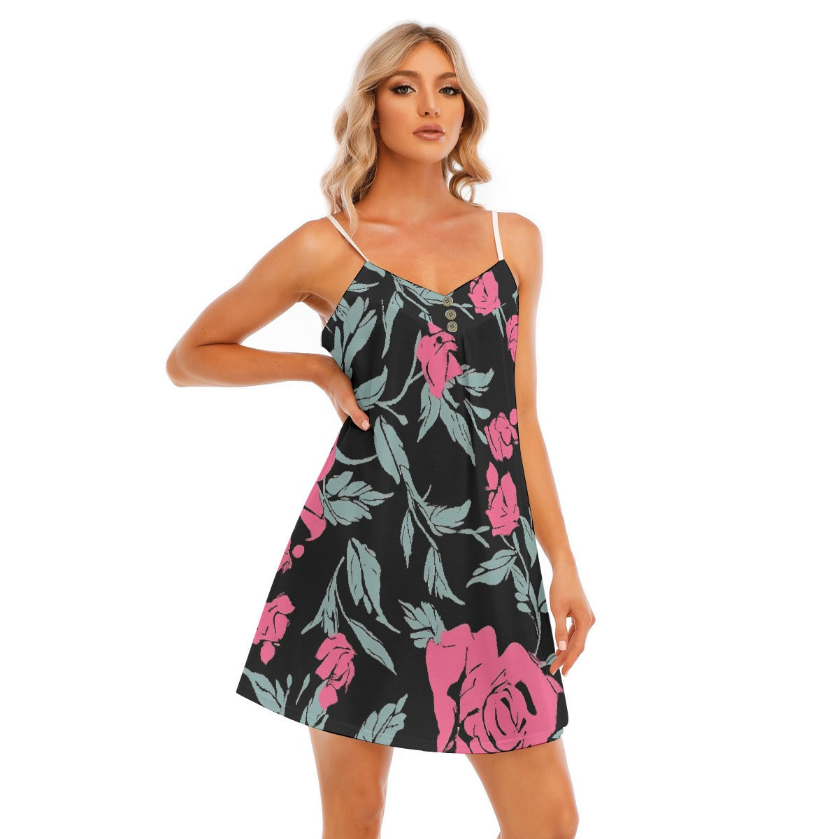 All-Over Print Women's V-neck Cami Dress