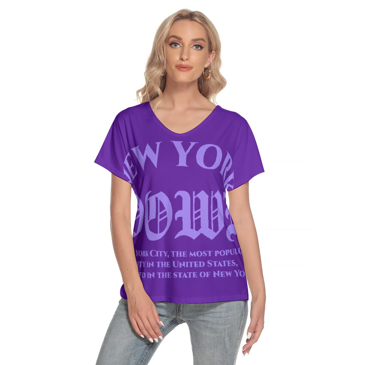 All-Over Print Women's Loose V-neck Short Sleeve T-shirt