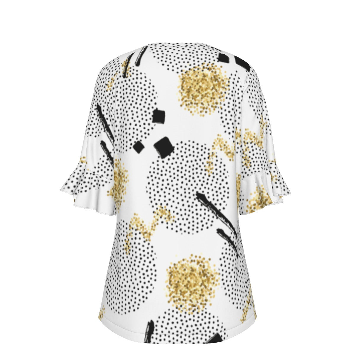 All-Over Print V-neck Women's T-shirt With Bell Sleeve