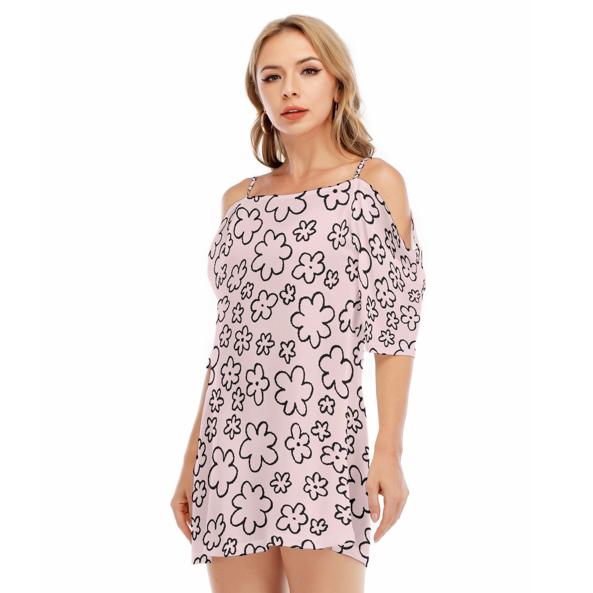 All-Over Print Women's Off-shoulder Cami Dress