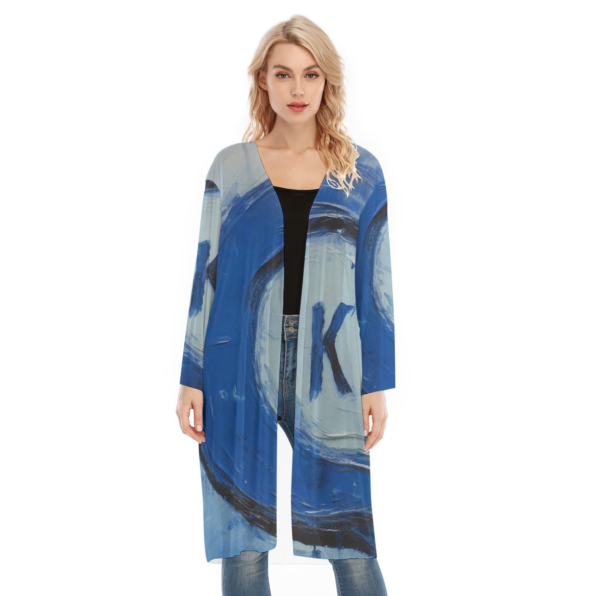 All- Over Print Women's Long Sleeve Mesh Cardigan