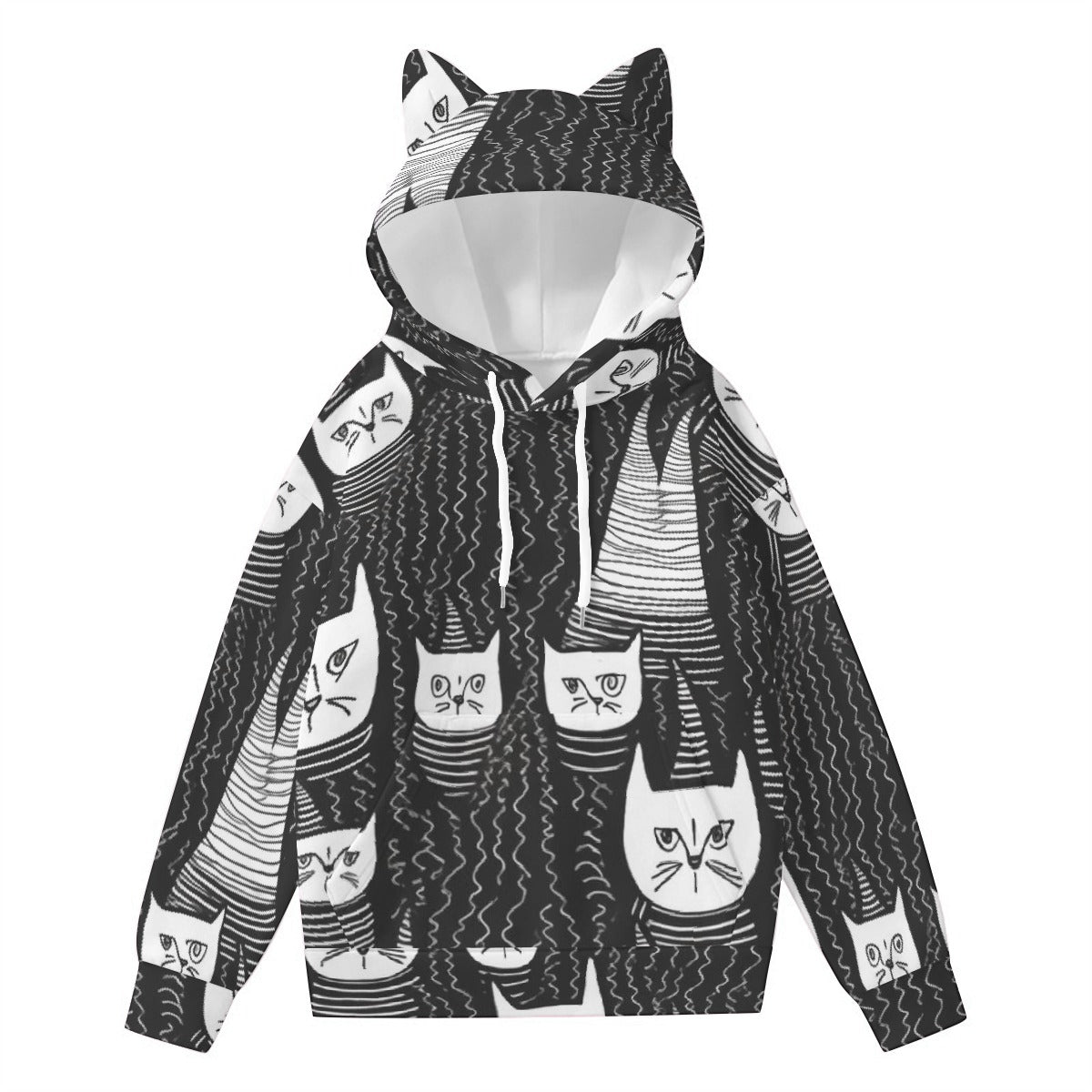 All-Over Print Women’s Hoodie With Decorative Ears