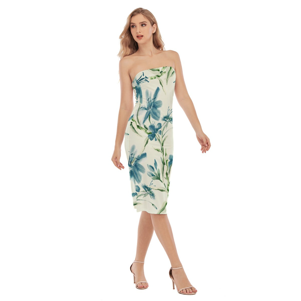 All-Over Print Women's Side Split Tube Top Dress