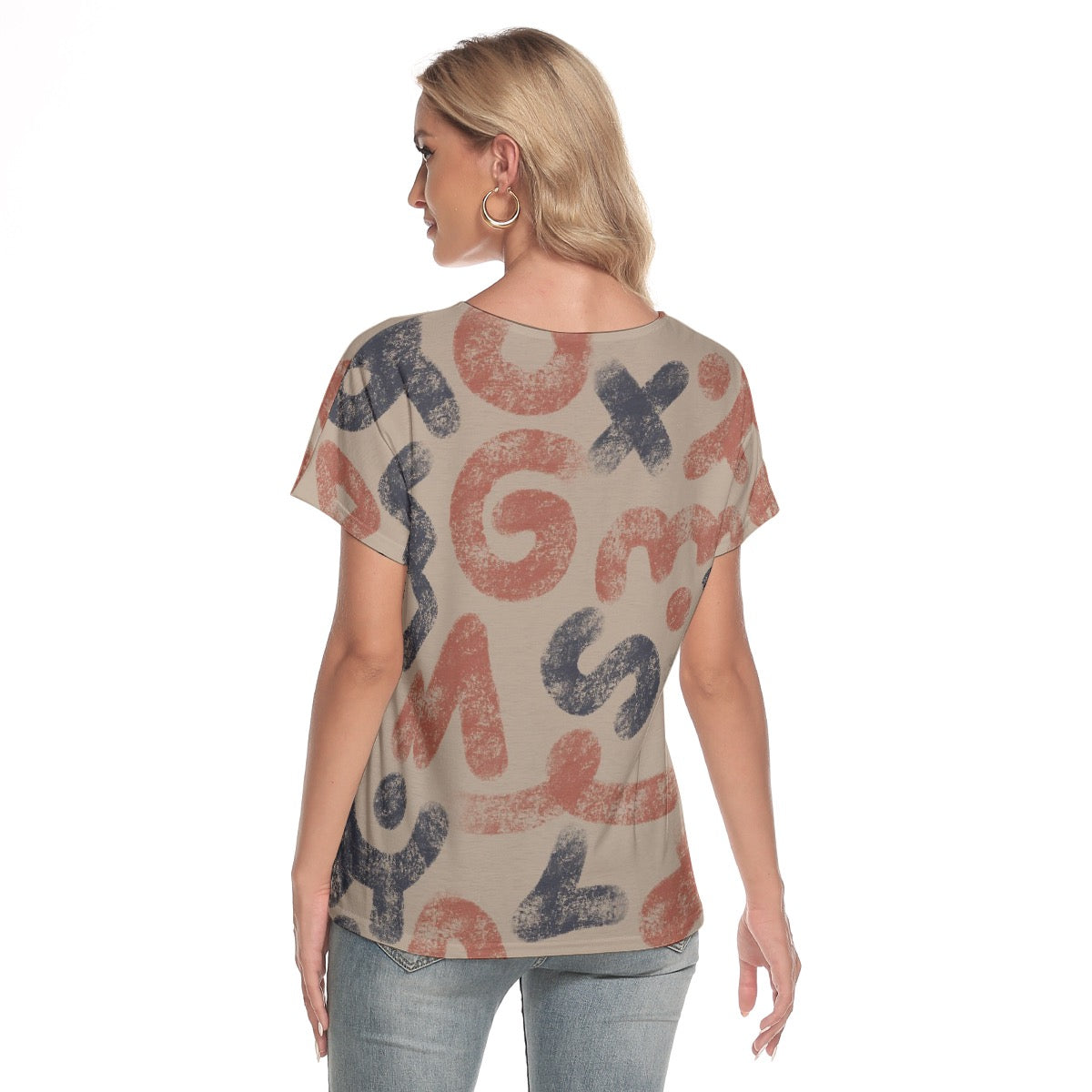 All-Over Print Women's Loose V-neck Short Sleeve T-shirt