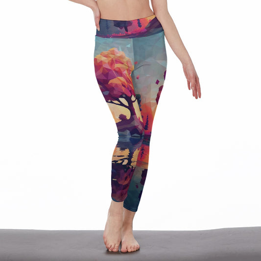 All-Over Print Women's High Waist Leggings | Side Stitch Closure