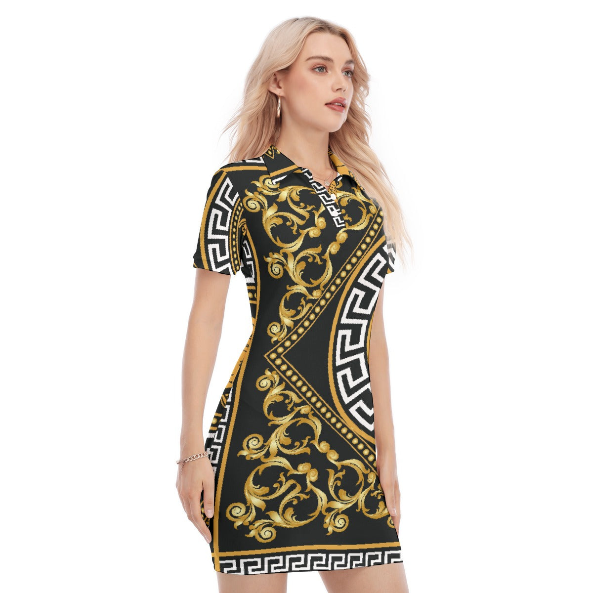 All-Over Print Women's Polo Collar Dress