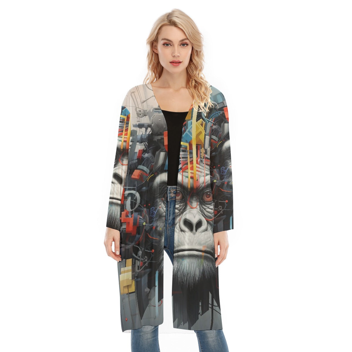 All- Over Print Women's Long Sleeve Mesh Cardigan